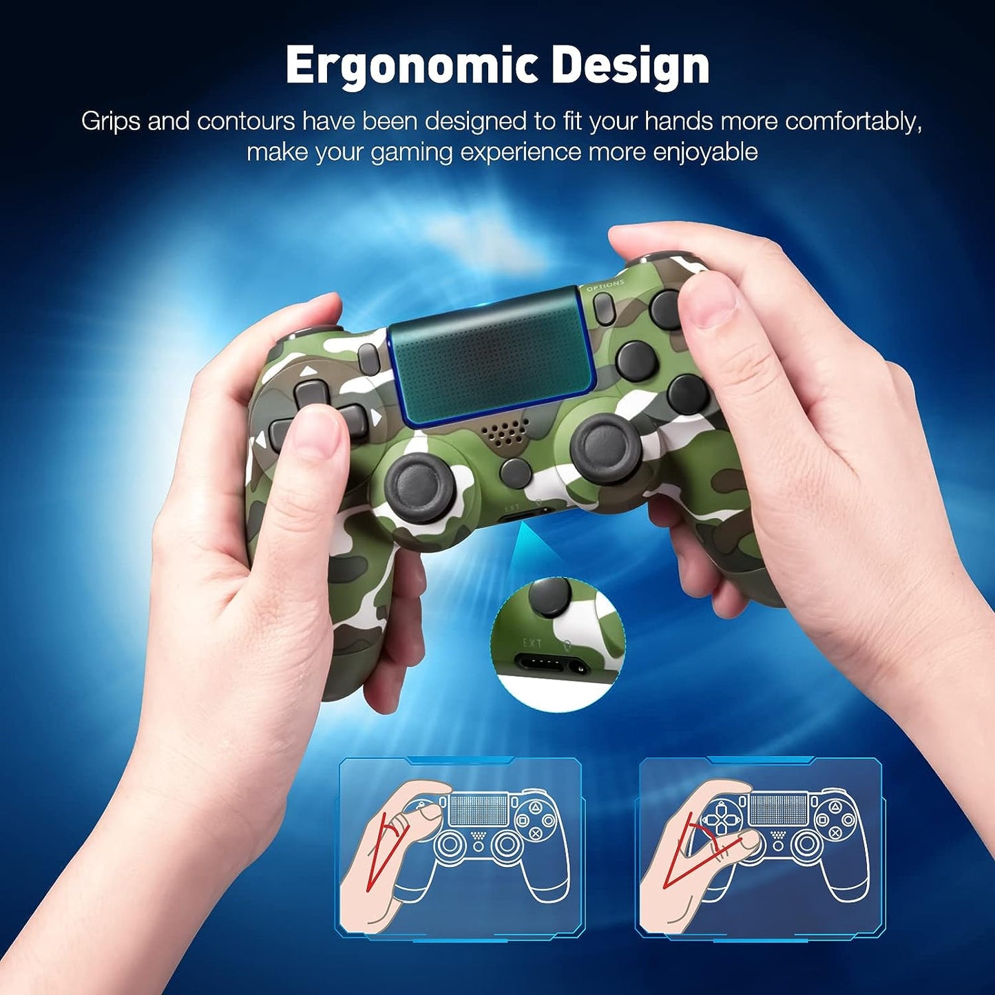P4 Controller Wireless Gamepad with Audio, Double Shock, High-precisive D-pad and 360° Flexible Joystick Function for P4, P4 Pro(Groovy Green)