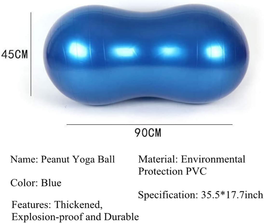 Anti-Burst Peanut Ball for Stability - Sized at 45x90cm, Ideal for Physical Therapy, Fitness, Exercise, and Birthing. Includes Resistance Bands and an Air Pump.