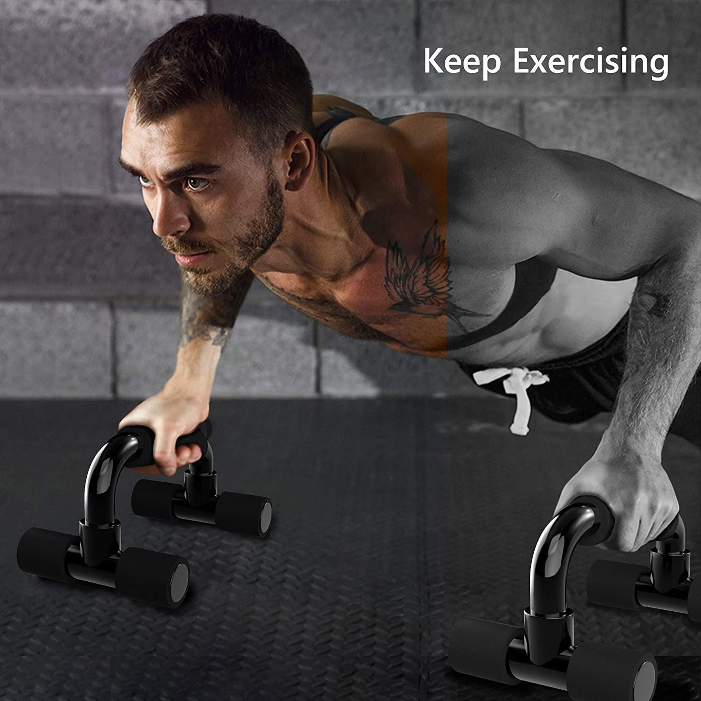 Push Up Bars - Gym Exercise Equipment for Fitness - 1 Pair of Pushup Handles with Cushioned Foam Grip and Non-Slip Sturdy Structure - Suitable for Men & Women