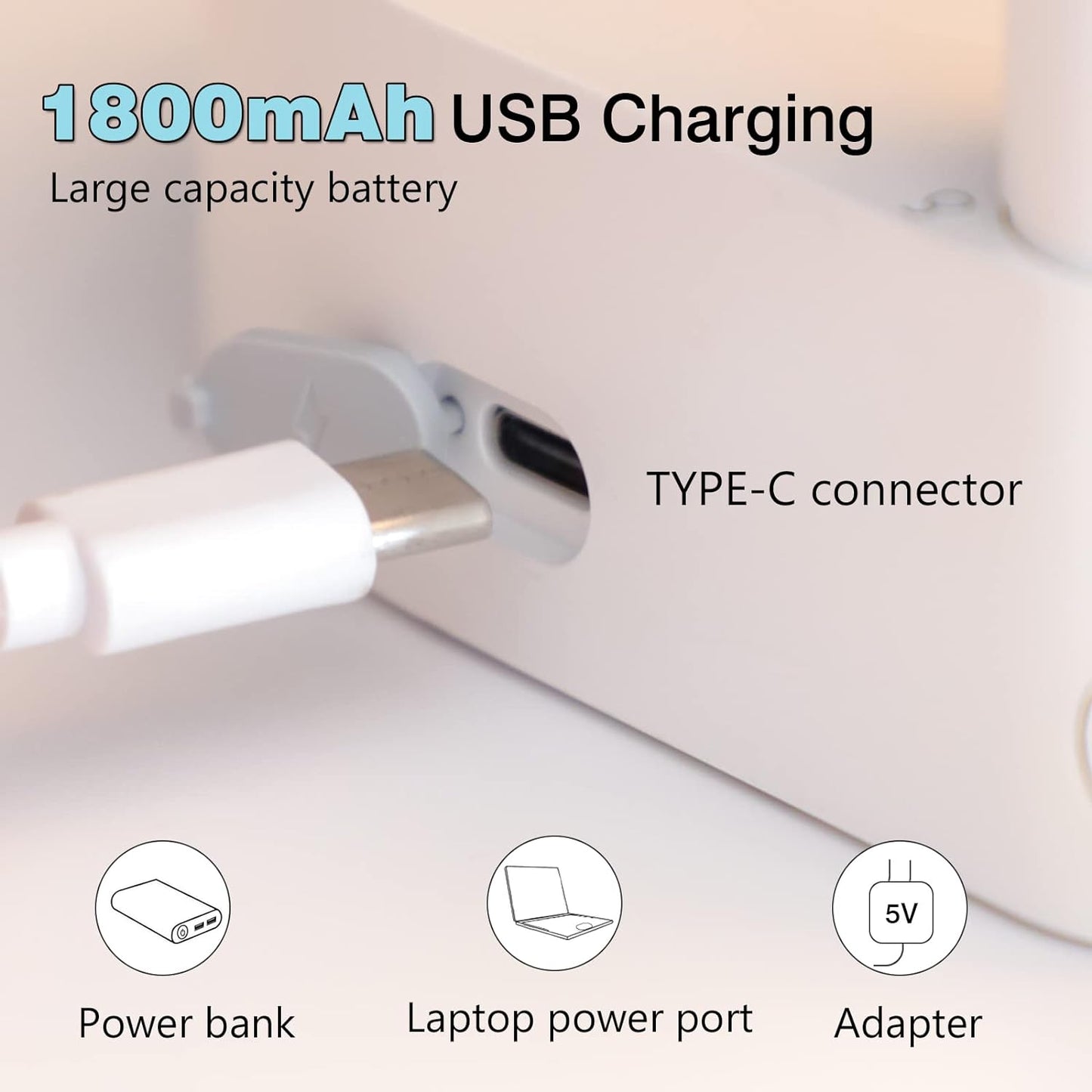 Electric Desktop Water Dispenser for Universal 5 Gallon Bottles - Portable USB Charging, Automatic Drinking Desk Top Water Bottle Pump (White)