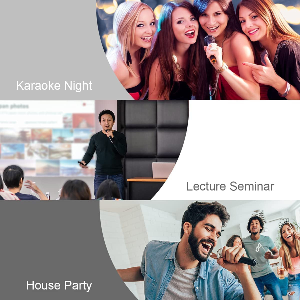Portable Karaoke Microphone Mixer System Set, with Dual UHF Wireless Mic, HDMI-ARC/Optical/AUX & HDMI in/Out in Singing Receiver for Smart TV, PC, KTV, Home Theater, Amplifier, Speaker