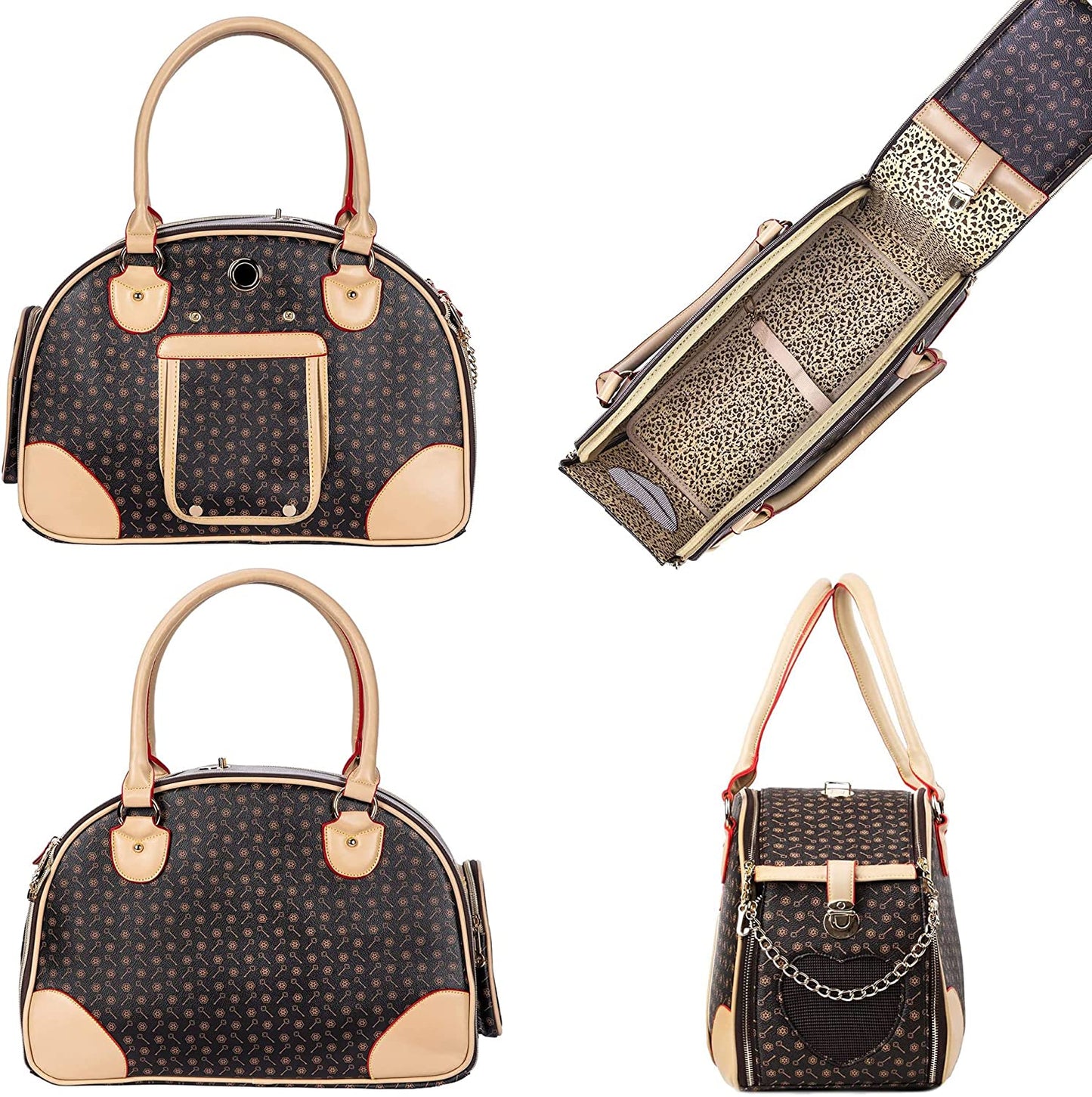 Luxury Waterproof PU Leather Pet Carrier Handbag for Small Dogs and Cats: Ideal for Outdoor Adventures, Travel, and Shopping