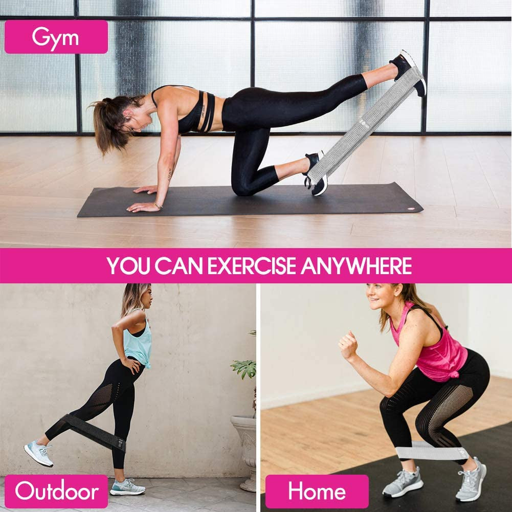Resistance Bands for Legs and Butt, Fabric Workout Loop Bands, Set of 3