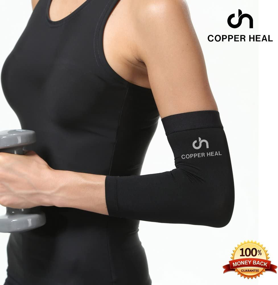 Copper-Infused Elbow Compression Sleeve for Optimal Medical Recovery - Reliable Support for Stiff Muscles, Sore Joints, Tendonitis, and Arm Tennis Basket Wrap