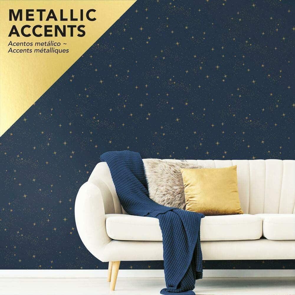 Navy "Upon a Star" Peel and Stick Wallpaper