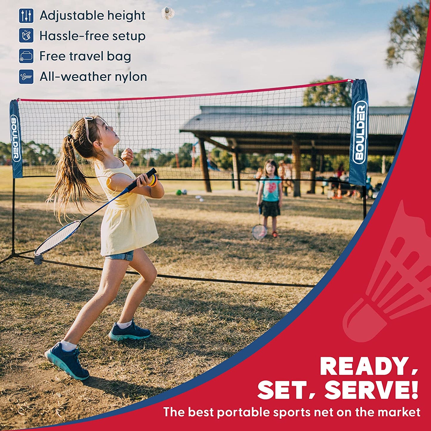 Portable Sports Net Set - Ideal for Tennis, Soccer Tennis, Pickleball, and Kids Volleyball - Effortless Assembly with Durable Nylon Net and Sturdy Poles