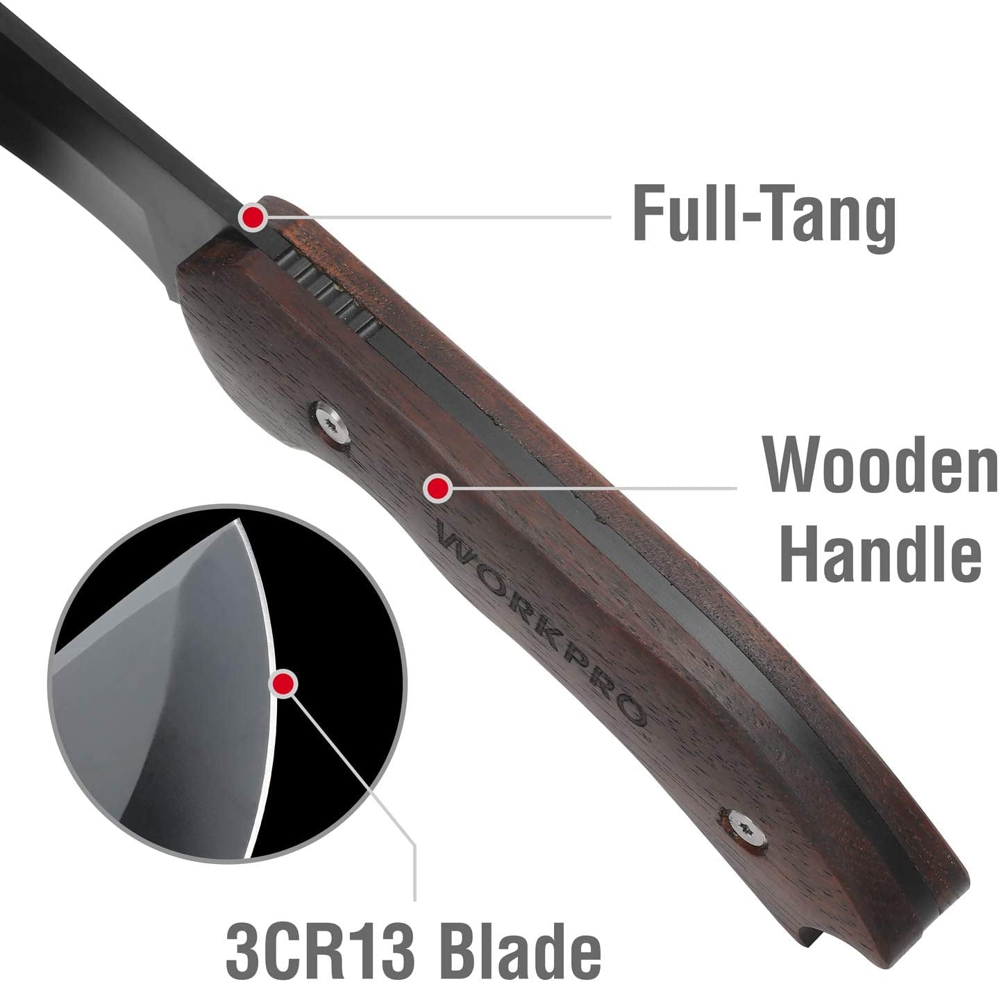 Outdoor Combo Set: Axe and Fixed Blade Knife - Full Tang Design with Wood Handles, Ideal for Camping, Survival, Hunting, and Hiking; Includes Nylon Sheath for Protection.