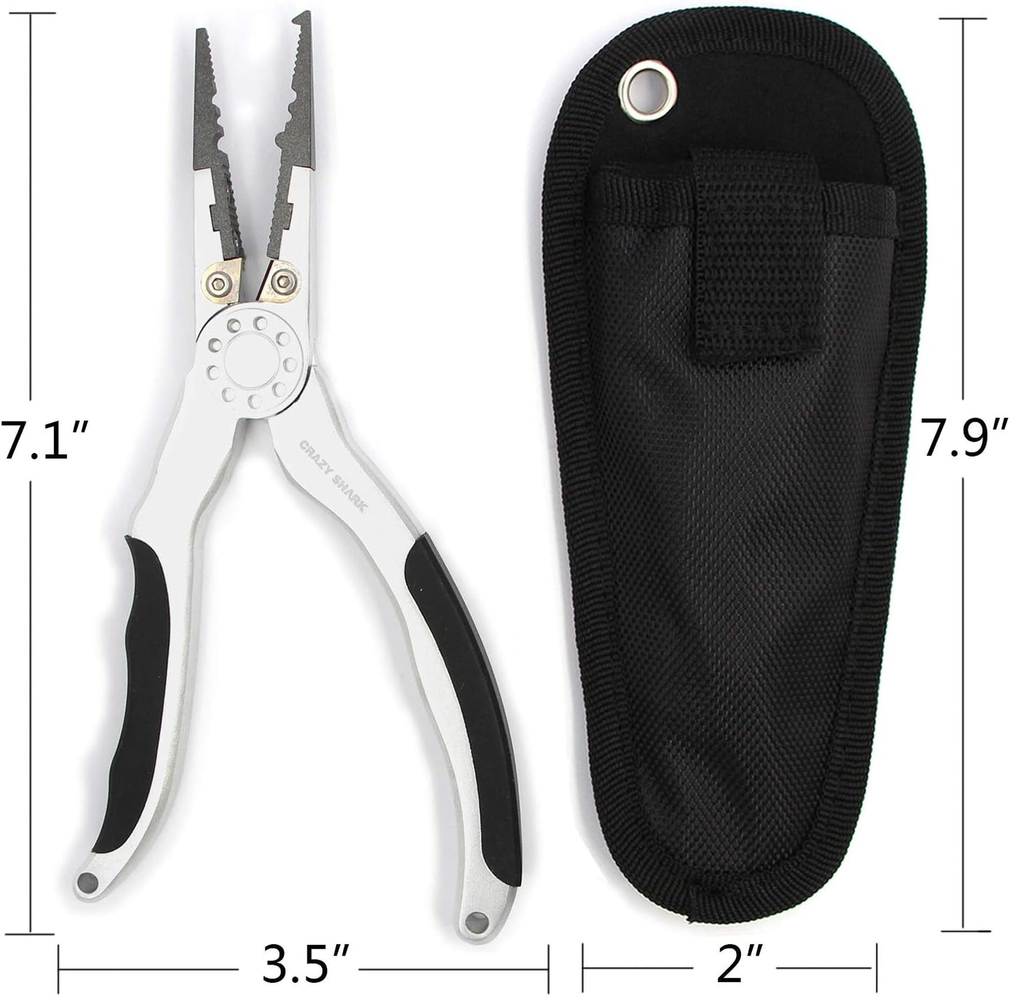 Premium Aluminium Fishing Pliers with Stainless Steel Hook Remover, Saltwater Resistant Gear, Spilt Ring Pliers, Tungsten Carbide Cutters, and Braid Line Cutters