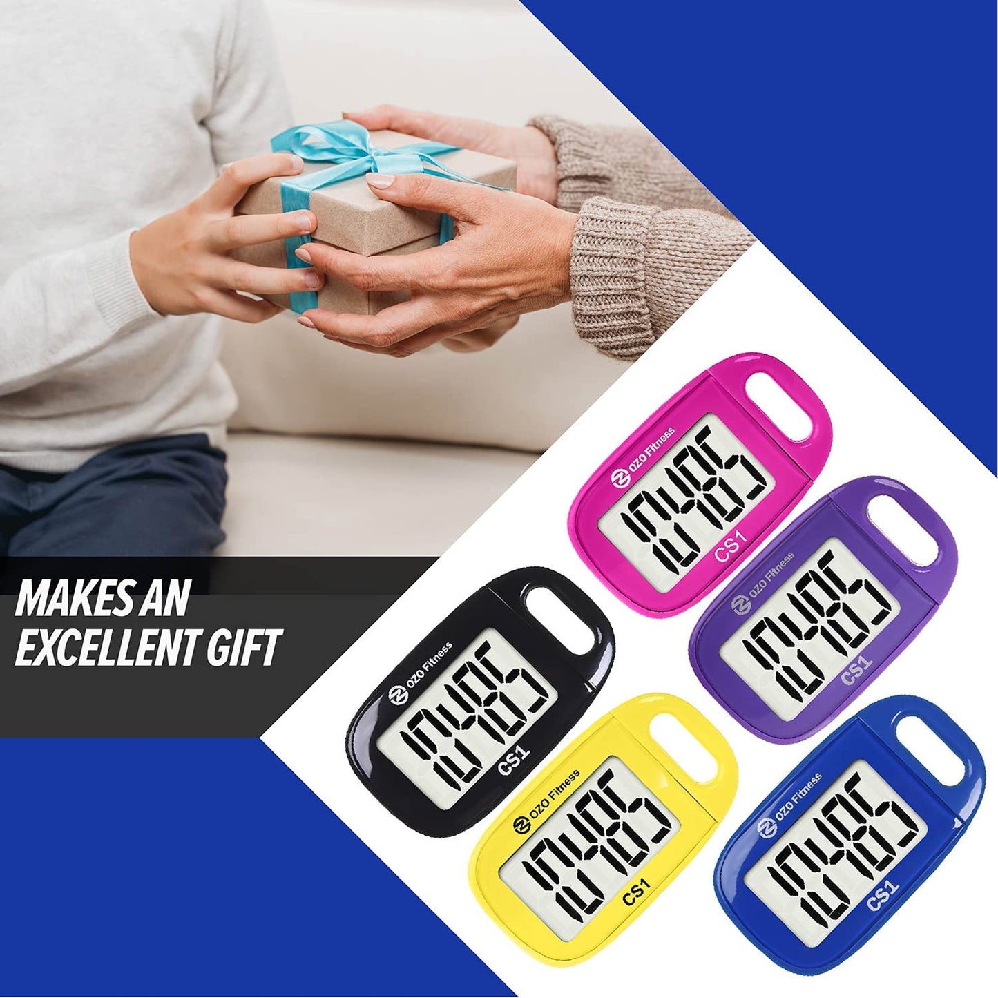 Easy Pedometer: Step Counter with Large Display, Clip-on, and Lanyard