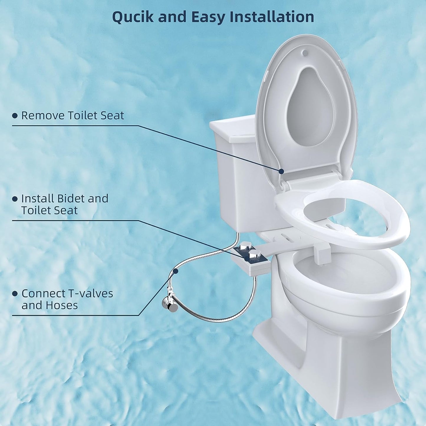 2-Pack Bidet Attachment - Non-Electric - Fresh Water Spray for Bidet Toilet Seat - Mechanical Bidet Sprayer - Self-Cleaning Dual Nozzles - Easy Water Pressure Adjustment - Provides Sanitary and Feminine Wash Options.