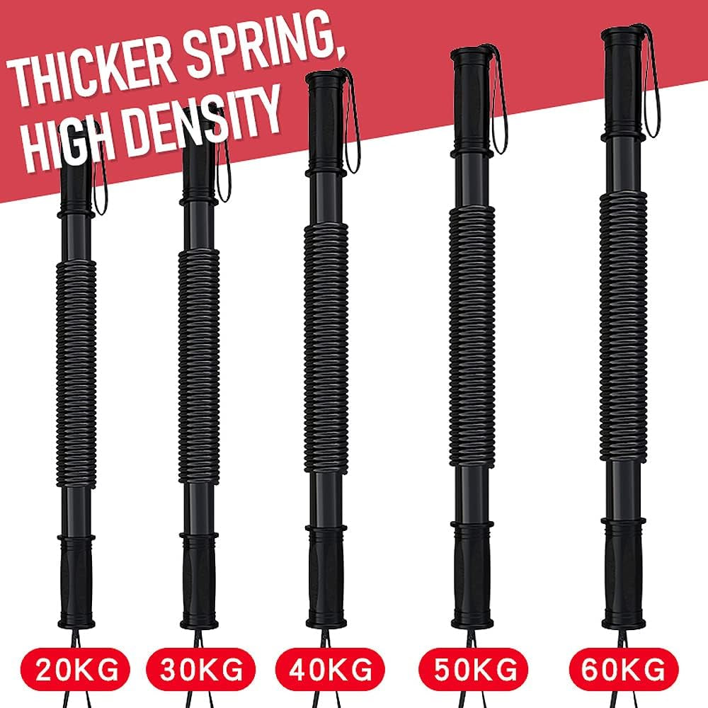 Flexible Stretch Bar - This arm exerciser comes in various resistance levels (20/30/40/50/60KG) and is designed to strengthen the back, shoulders, biceps, grip, and chest. It's an effective chest expander workout equipment