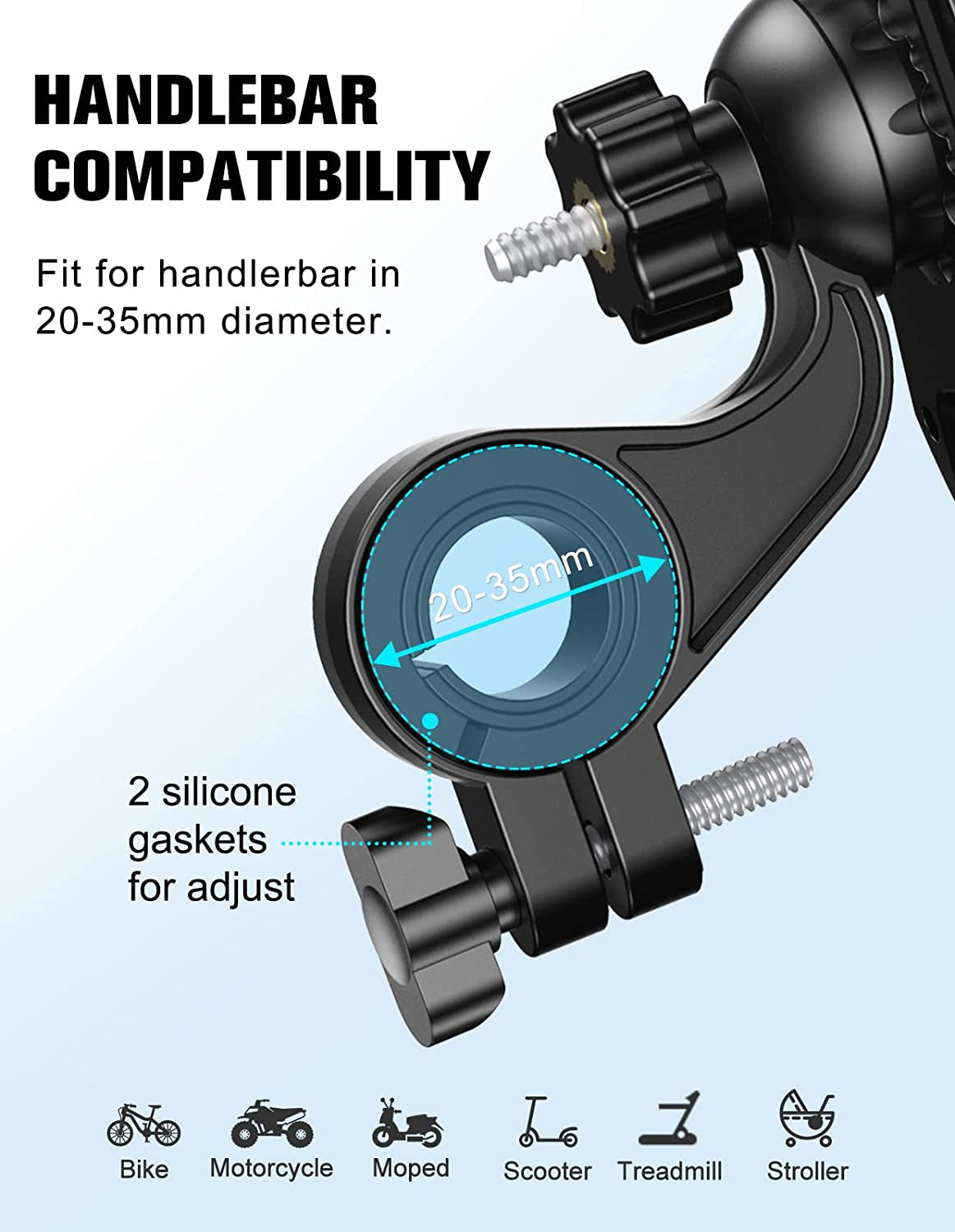 Bike Phone Mount - Motorcycle Phone Mount - Bicycle Phone Holder with Handlebar Clamp - Compatible with iPhone 14 Pro Max/14 Plus/13/12, Galaxy S22/Note20 - Cycling and Motorcycle Accessory Mount