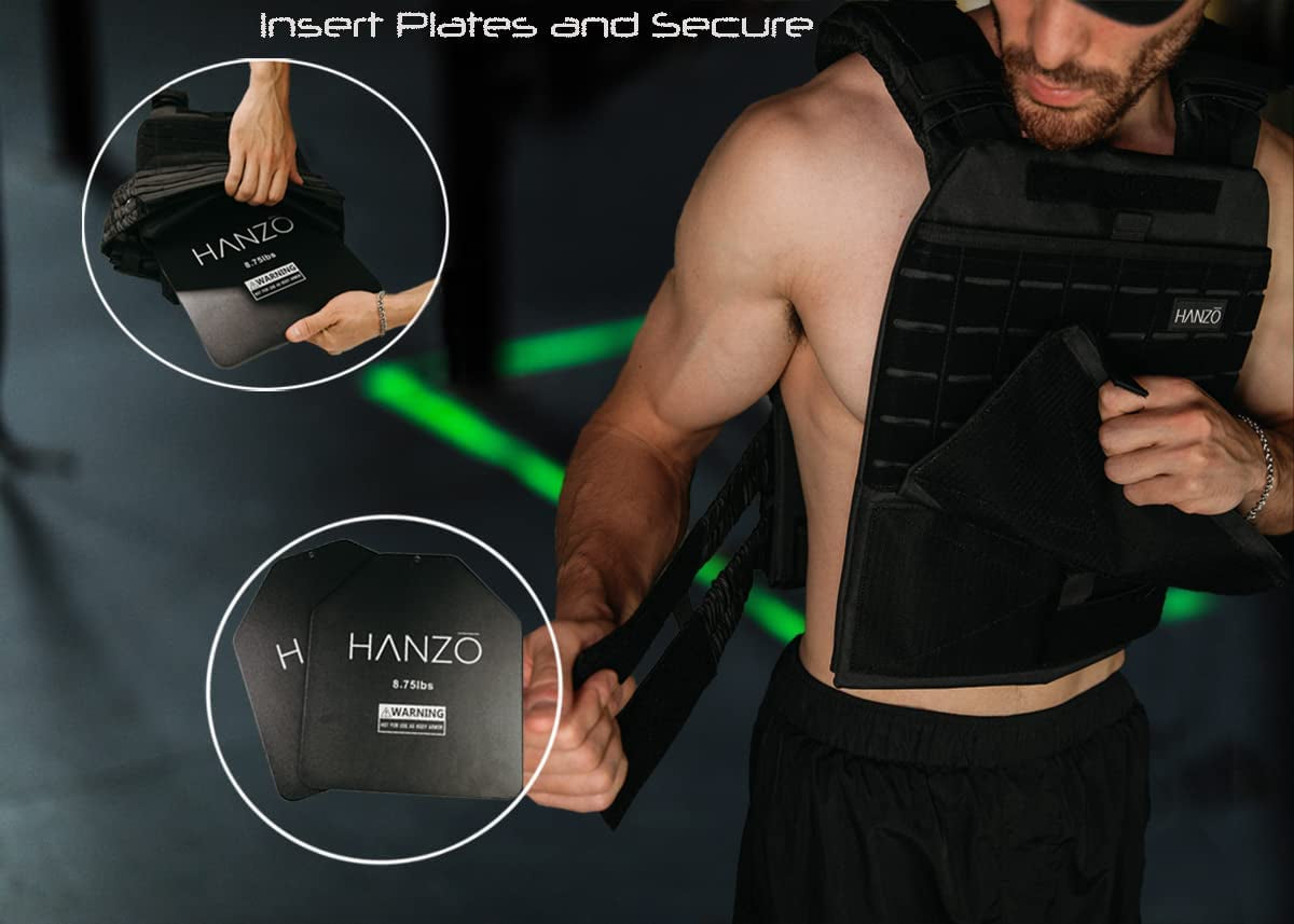 Premium Weighted Vest, Workout Weight Vest with Weights Included. Weight Vest for Men 14lb/20lbs, Workout Plate Vest, Crossfit, Gym, Running