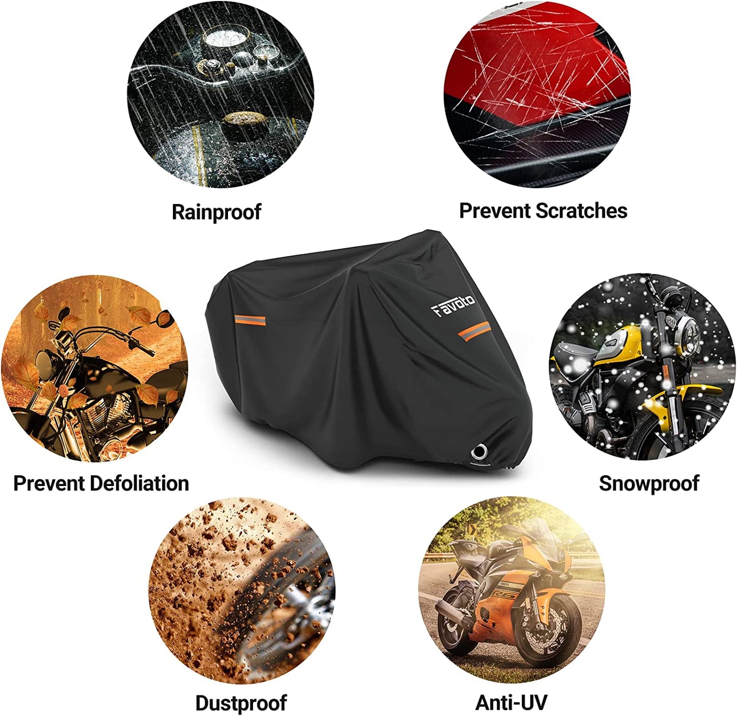 Waterproof Motorcycle Cover Fits Up To 96.5"- Outdoor Storage Bag Premium Quality All Weather Protection Waterproof Sun Outdoor Protection Lock-Holes Made of Heavy Duty Material