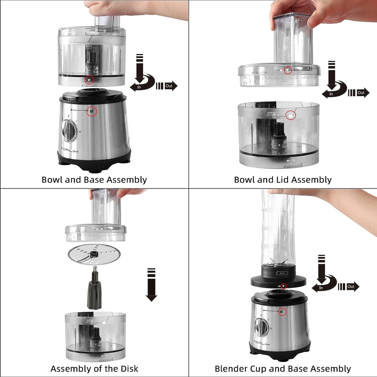 Small Food Processor - 3.5 Cup: 12-in-1 Mini Blender and Food Processor Combo for Kitchen, 350W Power, Includes a 20oz Bottle, 2 Speeds Plus Pulse Function with 4 Stainless Steel Blades - Perfect for Making Shakes, Smoothies, Meat, Sauces, Silver
