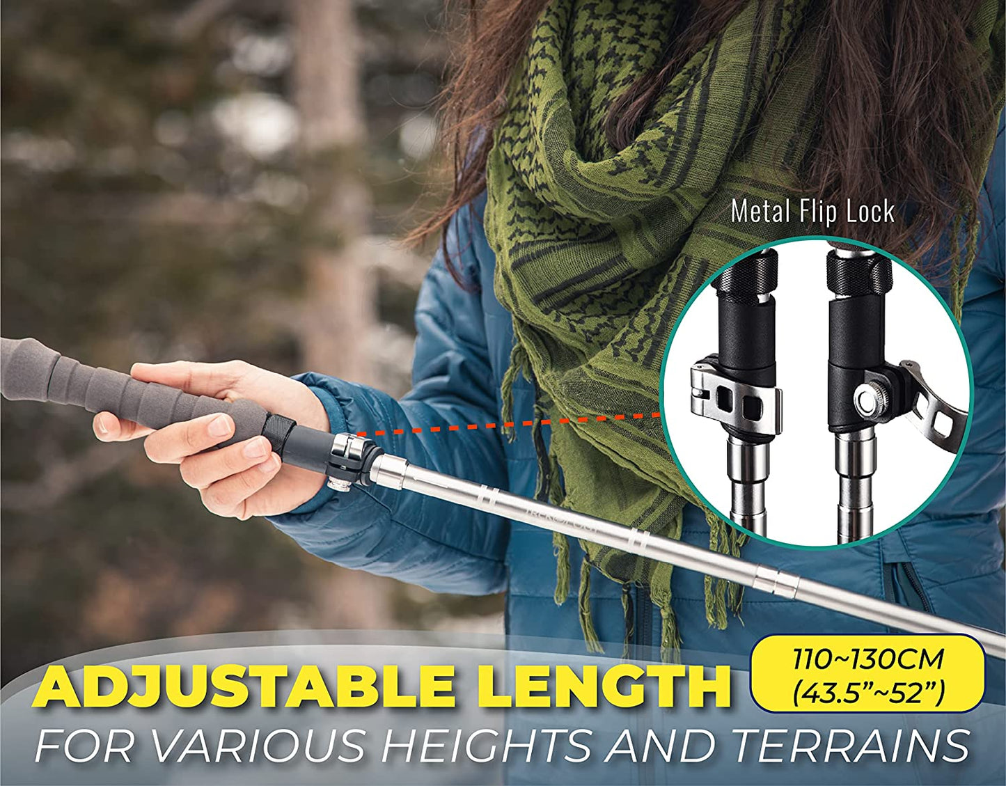 Collapsible Lightweight Hiking Poles - Nordic Walking Sticks for Seniors and Women - Cork Pole Grip - Trekking Gear