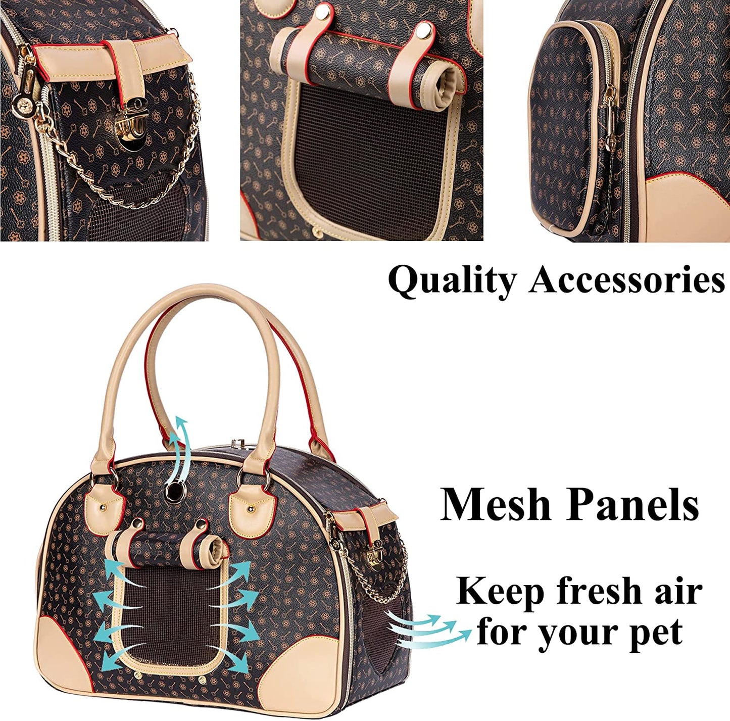 Luxury Waterproof PU Leather Pet Carrier Handbag for Small Dogs and Cats: Ideal for Outdoor Adventures, Travel, and Shopping