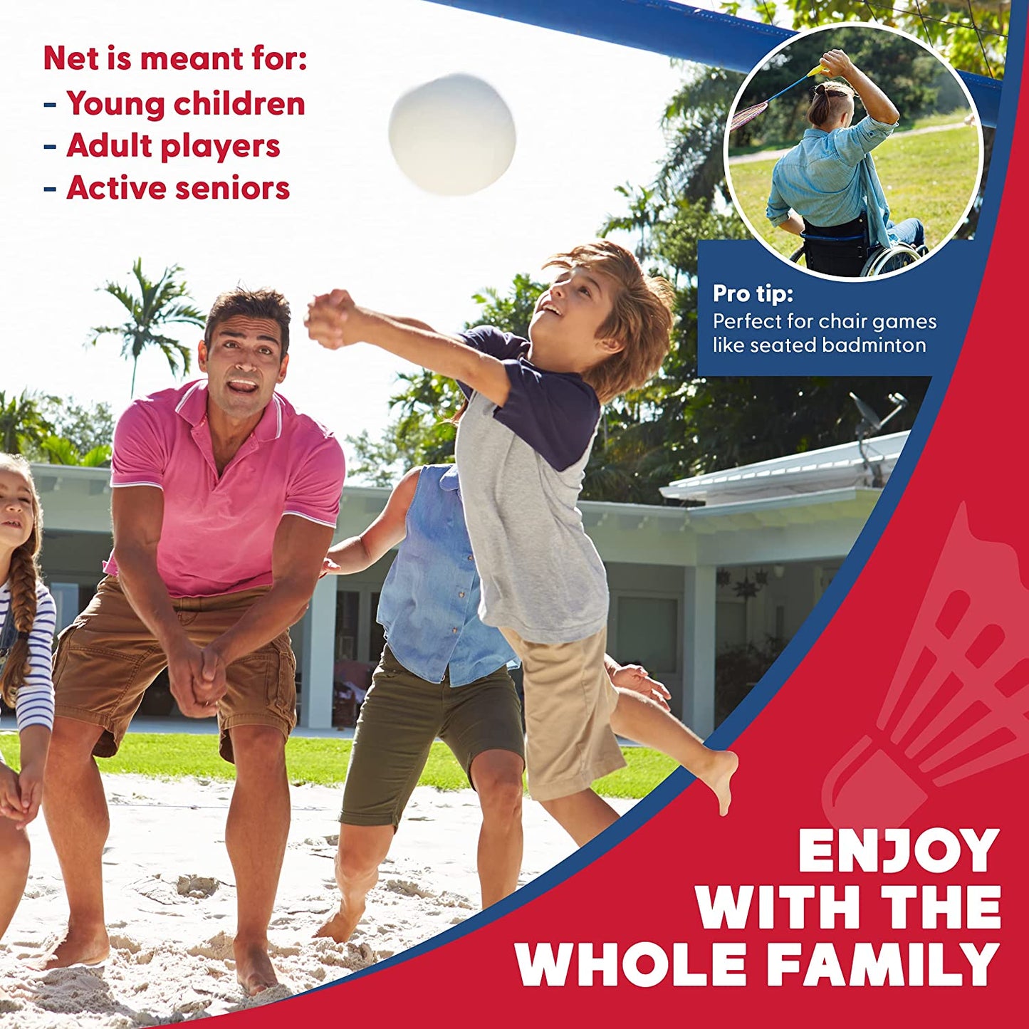 Portable Sports Net Set - Ideal for Tennis, Soccer Tennis, Pickleball, and Kids Volleyball - Effortless Assembly with Durable Nylon Net and Sturdy Poles