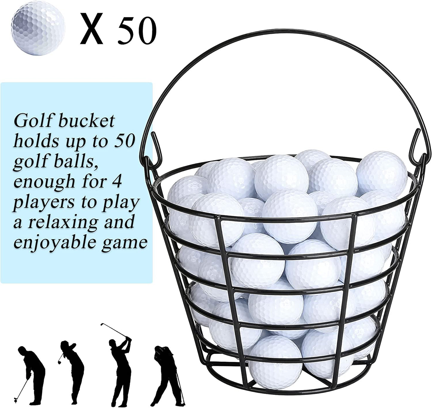 Golf Ball Basket - Durable Golf Ball Bucket for Practice and Competition - Anti-rust Black Finish