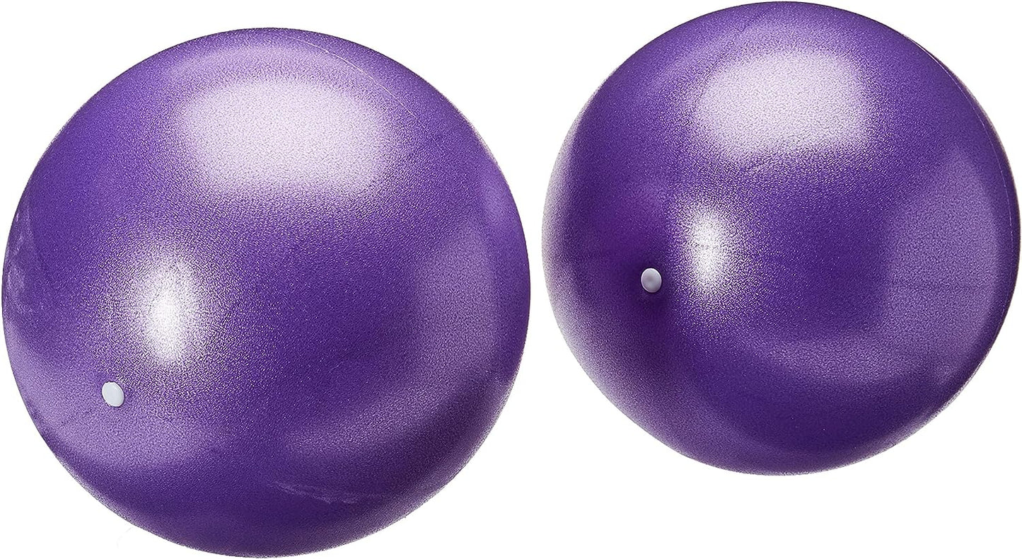 2 Stability Balls for Exercise, Pilates, Yoga, Barre, Training, and Physical Therapy - Enhances Balance, Core Strength, Alleviates Back Pain, and Improves Posture. Comes with an Inflatable Straw in Purple.