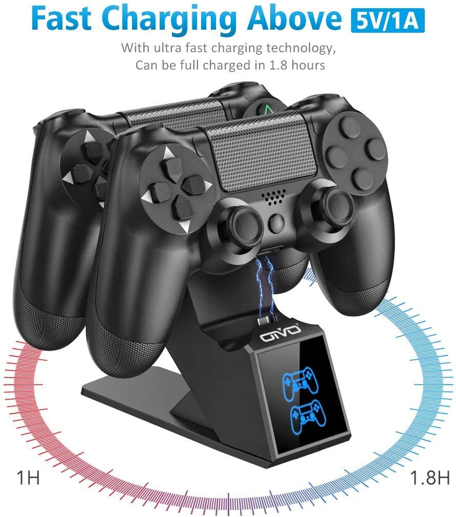 Convenient PS4 Controller Charger Dock Station: Dual Charger Docking Station with LED Indicator for PlayStation 4 Controller - Keep Your Controllers Powered Up and Ready to Play.