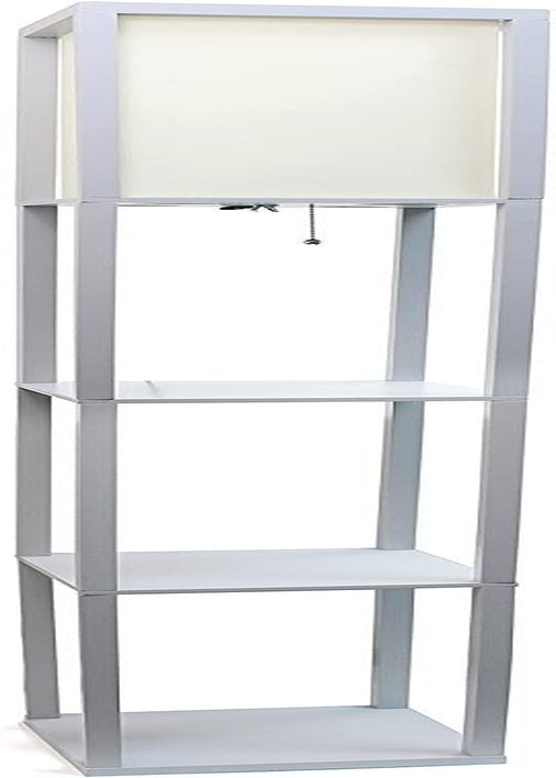 Multi-Functional Floor Lamp with Storage Shelf and Linen Shade - Gray, Dimensions 63.3"x 10.2"x 10.2"