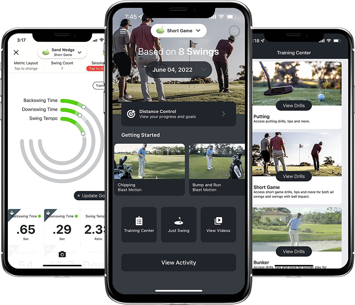 Golf Swing and Stroke Analyzer with Sensor - Comprehensive Tracking for Putting, Full Swing, Short Game, and Bunker Modes, Air Swing Mode, Slo-Mo Video Capture, App Compatibility for iOS and Android