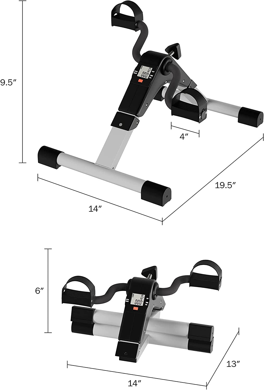 Folding Pedal Exerciser with Electronic Display for Fitness.