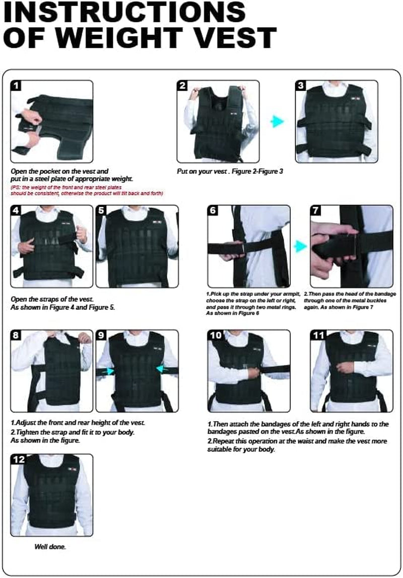 Premium Adjustable Weighted Vest for Intensive Workout Training - 44LB Fitness Weighted Jacket for Men and Women (Includes 96 Steel Plates Weights)