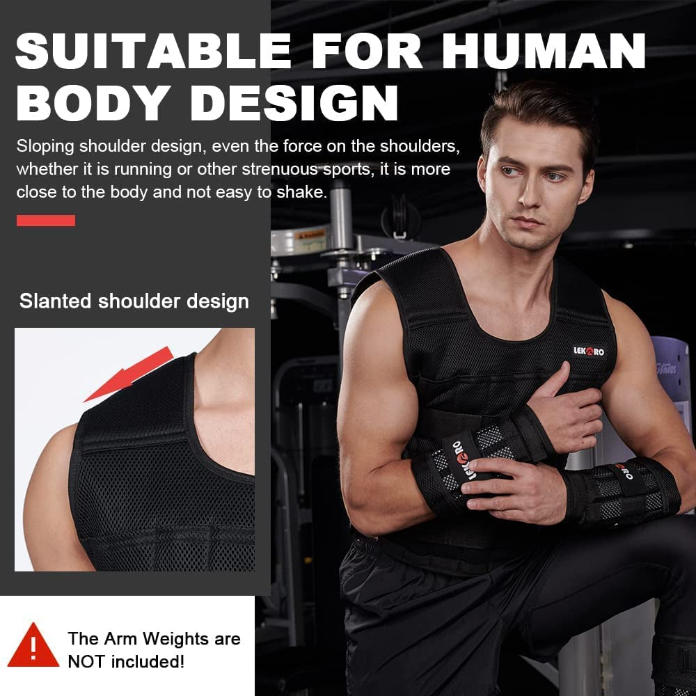 Premium Adjustable Weighted Vest for Intensive Workout Training - 44LB Fitness Weighted Jacket for Men and Women (Includes 96 Steel Plates Weights)