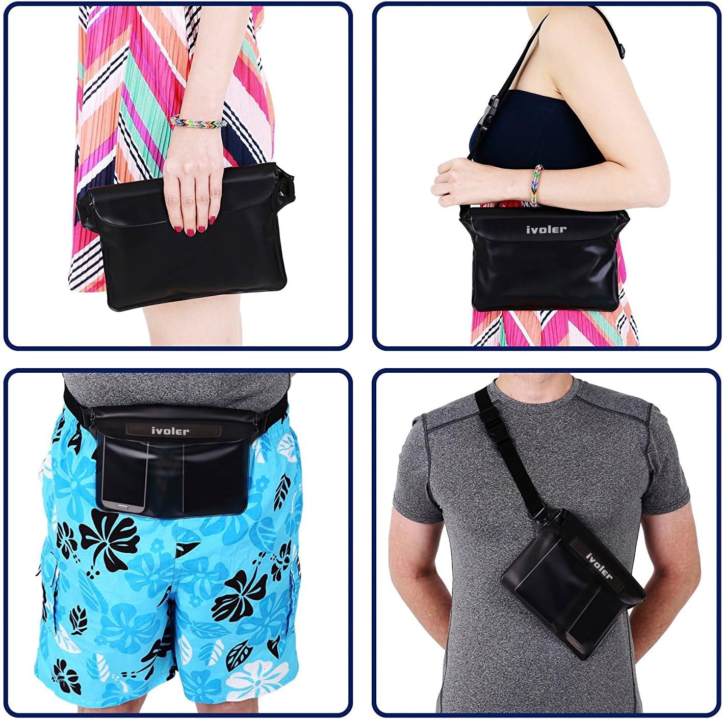 Waterproof Pouch Bag with Phone Case - Ultra Clear Waterproof Pouch Phone Dry Bag for Devices Under 6.5 inches - Long Adjustable Waist Strap for Outdoor Water Sports, Fishing, Swimming, Boating, Kayaking, and Hiking