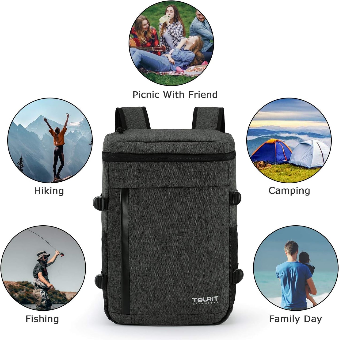 Large Capacity Insulated Cooler Backpack for Men and Women - Ideal for Picnics, Hiking, Camping, and Fishing - Holds 32 Cans