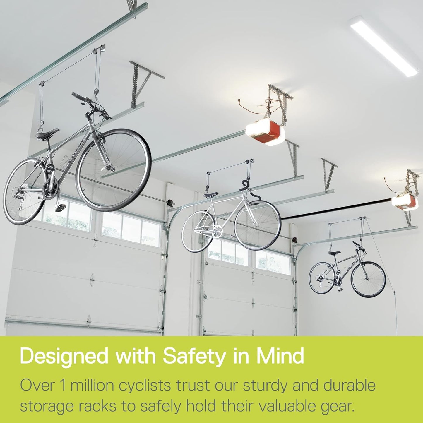 Cycle Garage Bike Storage Hoist - Auto-Locking Ceiling Bike Rack with 50 lb Capacity - Kayak Hoist Straps - Bike Hangers for Garage Ceiling up to 12 Ft - Bicycle Hooks Pulley System