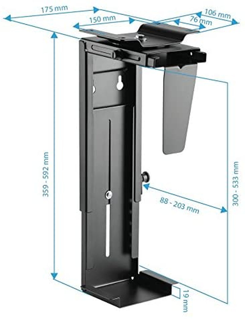 Adjustable Under Desk PC Mount and CPU Holder - Versatile PC and Computer Case Mount, Efficient Tower Mount for Under Desk Storage
