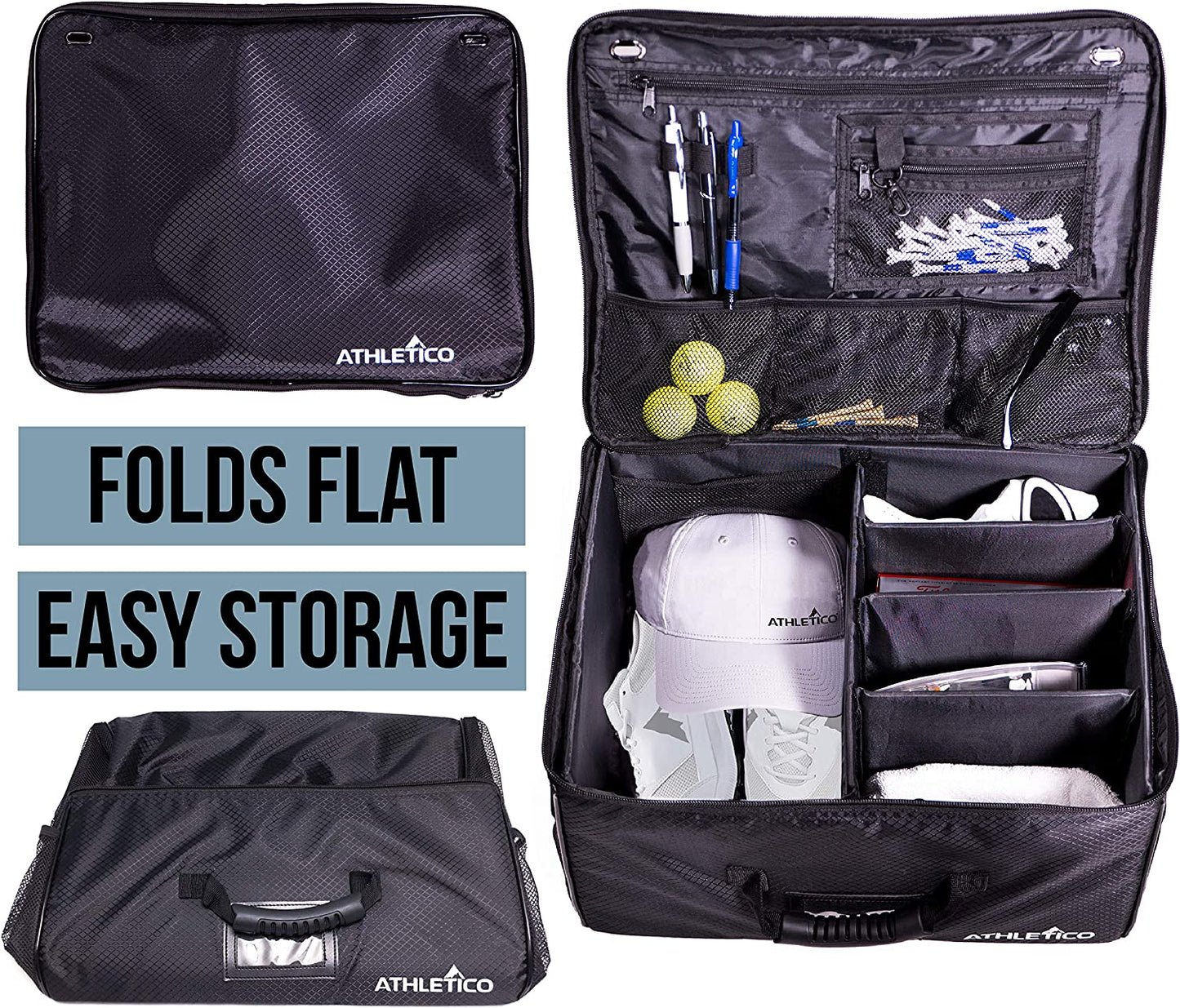 Golf Trunk Organizer - Premium Car Storage Solution for Golf Accessories - Conveniently Collapsible