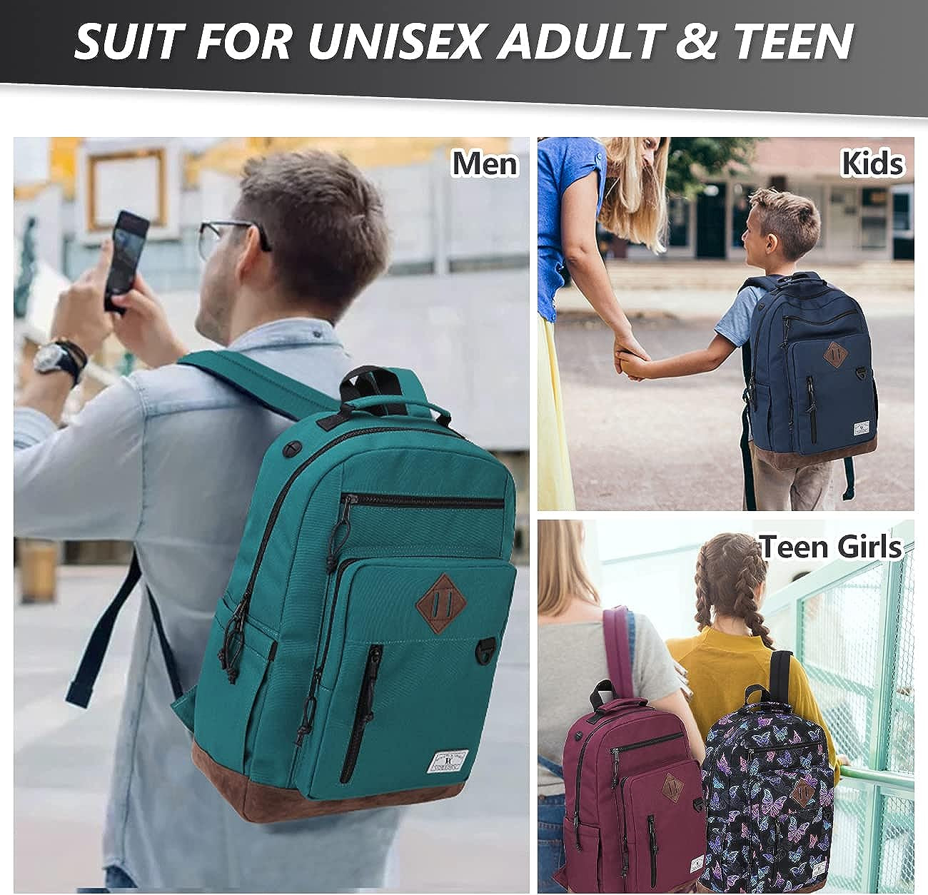 Classic Work and Travel Backpack for Men and Women - Water-Resistant, Lightweight College Book Bag for Students and Teens