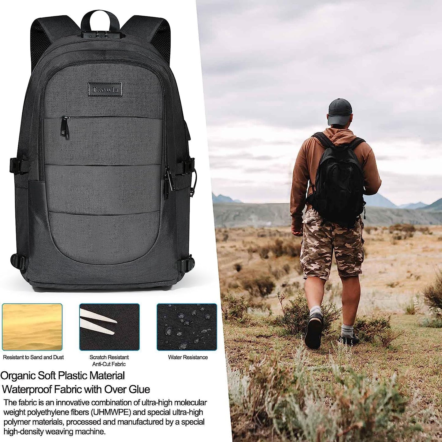 Water Resistant Laptop Travel Backpack with Anti-Theft Features, USB Charging Port, and Lock - 15.6 Inch Computer Business Backpack for Men, Women, College, School, Students - Ideal Gift, Bookbag, Casual Daypack