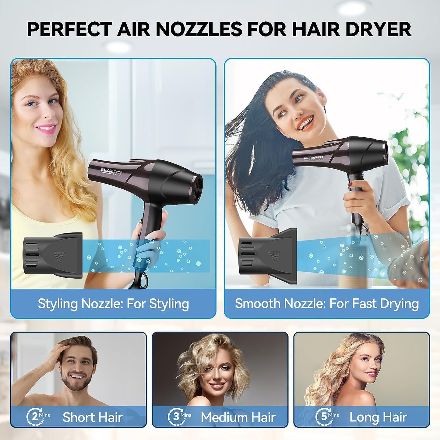 Professional Hair Dryer - 2200W Ionic Blow Dryer with Blue Ray Hair Care, Powerful AC Motor, Fast Drying, Constant Temperature, Low Noise; Suitable for Curly Hair, Ideal for Women and Men, Black Design.