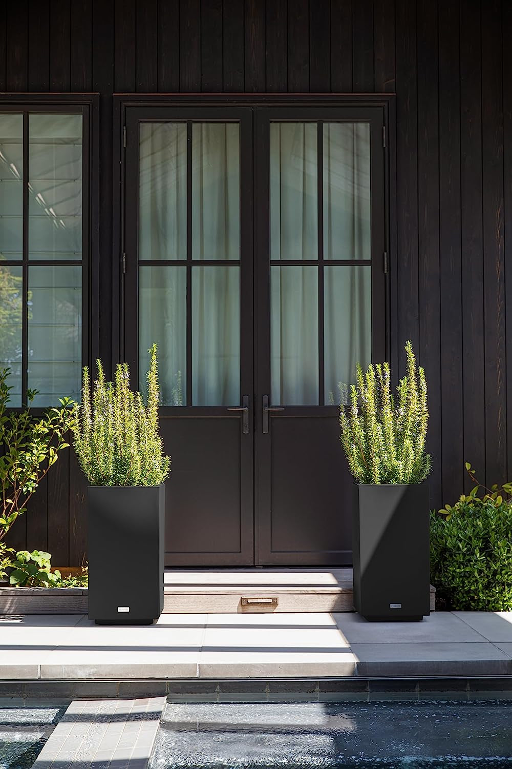 Block Series Pedestal Planter - Versatile Indoor or Outdoor Tall Planter for All-Weather Use - Enhance Modern Décor with Removable Insert Bucket - Ideal for Flowers, Tall Trees, and Faux Plants