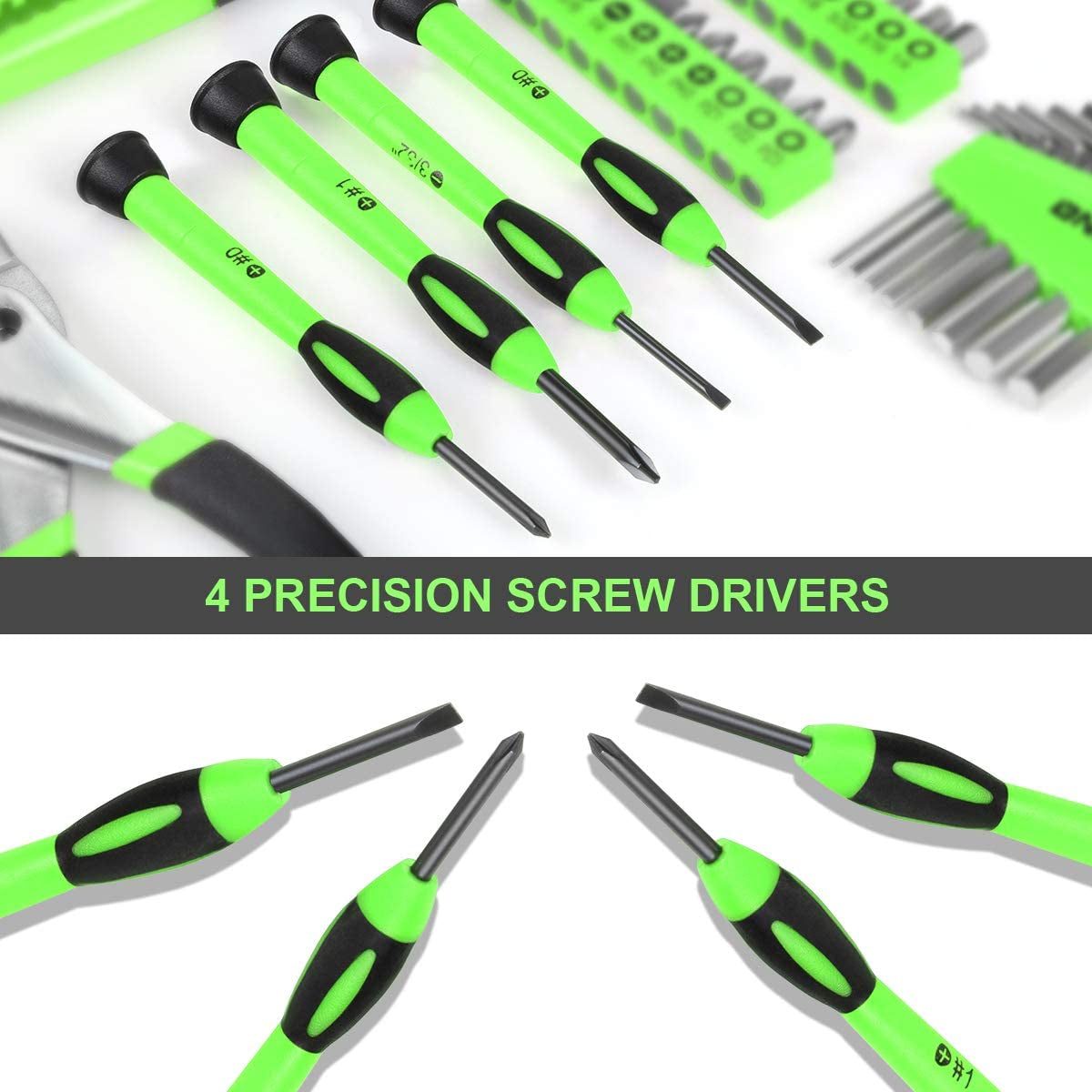 Green 39-Piece Portable Tool Kit: Includes Household Hand Toolbox with General Repair Tools such as Screwdriver, Pliers, Hammer, and Hex Keys.