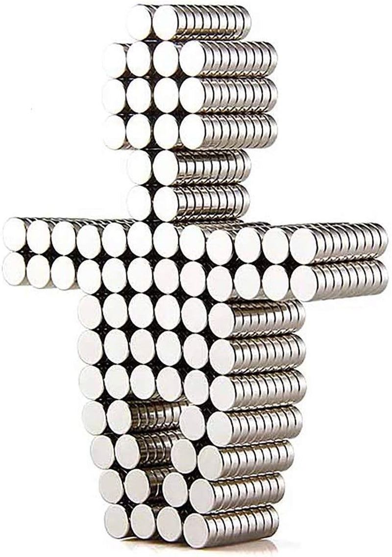 Premium Round Magnets Brushed Nickel Fridge Magnets - 6 x 3mm, Pack of 100