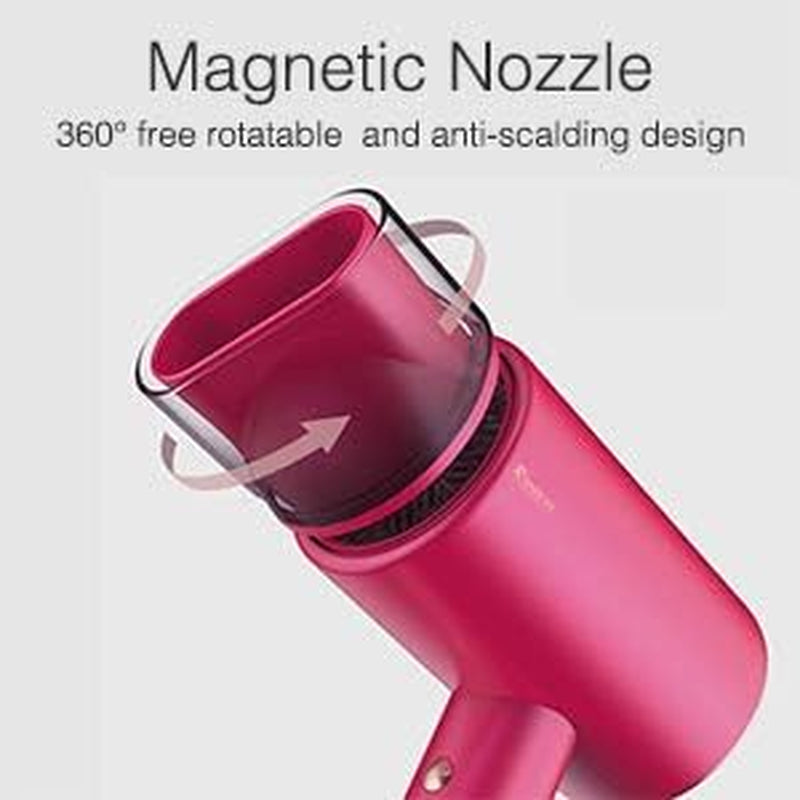 Patented 1800W Ionic Hair Dryer - Professional Blow Dryer with Negative Ion Technology, 3 Heat/2 Speed Settings, Cold Shot, 1 Nozzle; Ideal for Home, Salon, Travel, Safe for All Ages.