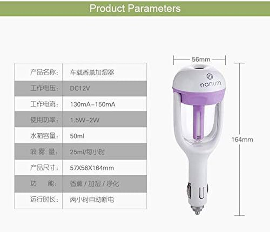 Portable Car Humidifier - Aromatherapy Diffuser for Car Interior Decor - Non-Spillable 50ml - Blue