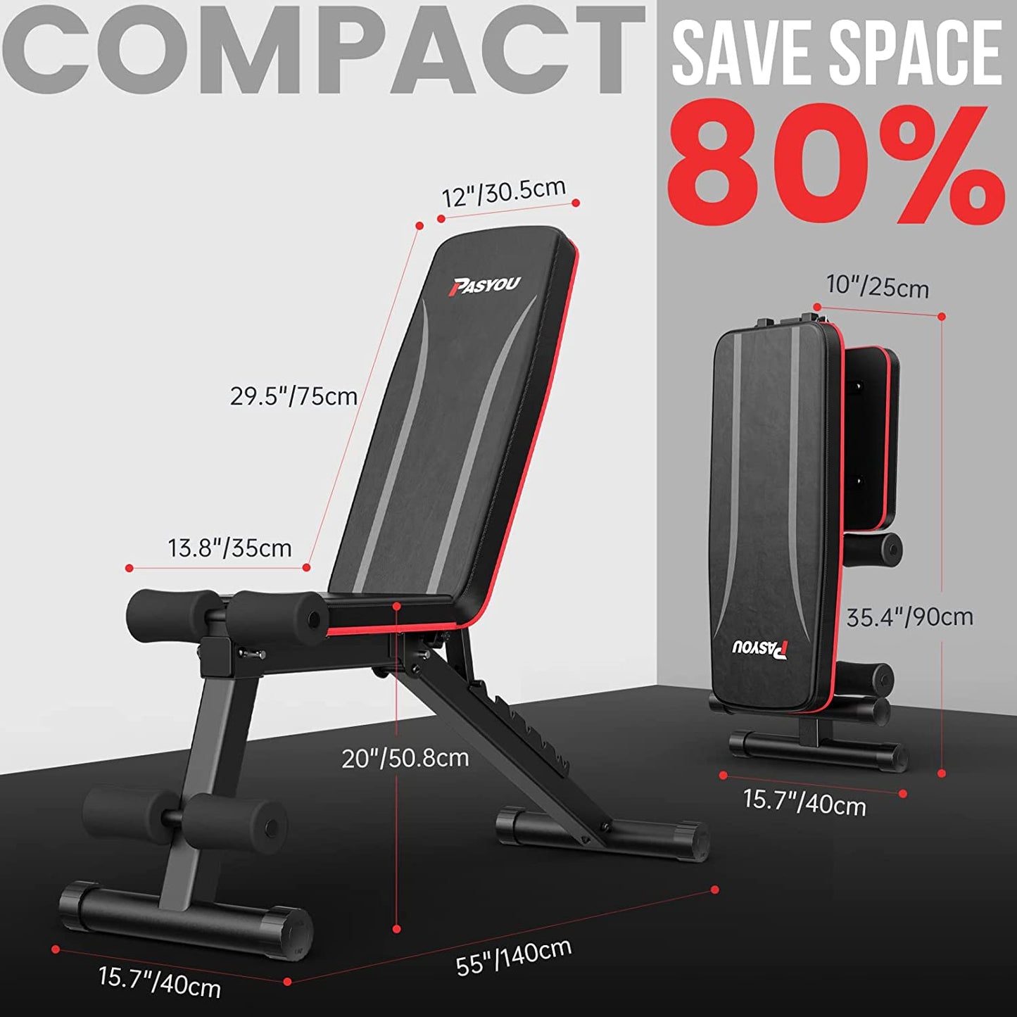 Foldable Weight Bench for Full Body Workouts at Home Gym - Adjustable Incline and Decline Exercise Bench