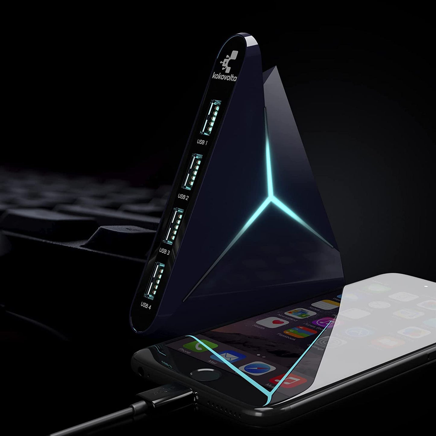 USB Hub 3.0 Vertical Data Hub: A 4-Port White Charger Splitter USB Extension Cable with a Long Cord. Provides Extra USB Ports for Devices like Game Consoles, Laptops, and Desktops.