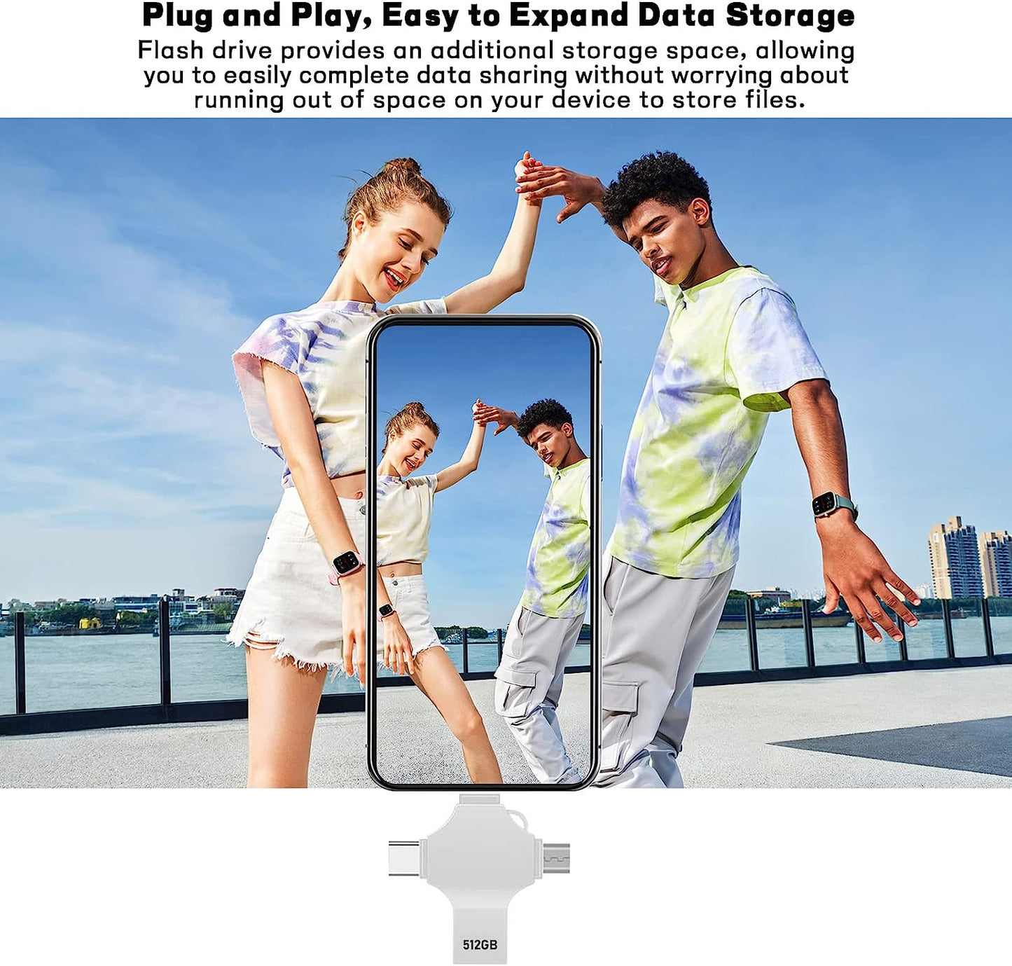 512GB USB Flash Drive: 4-in-1 Metal Thumb Drive for Smart Devices, OTG Android, Computers, and Tablets - High-Speed USB Memory Stick with Photo Storage and External Storage Capabilities