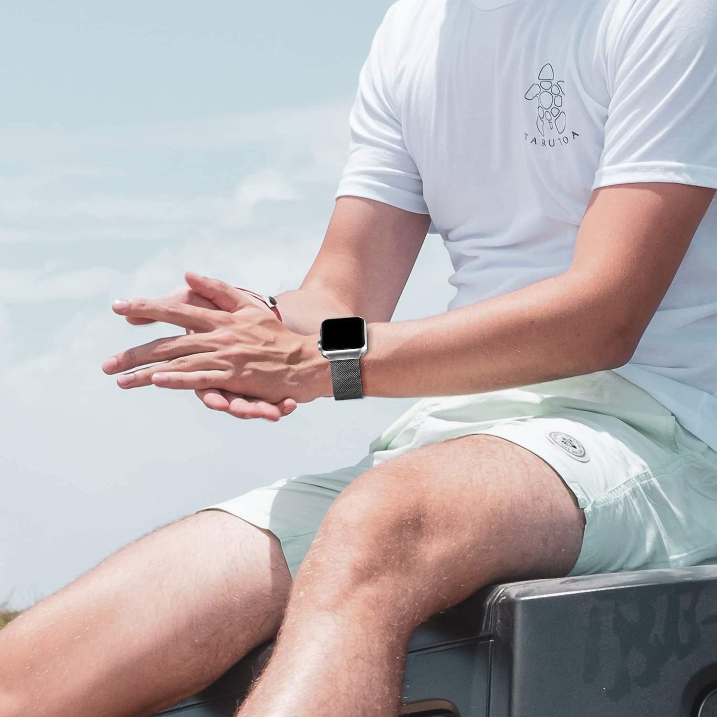 Stainless Steel Bracelet Strap - Compatible with Apple Watch Band 38mm 40mm 41mm Series SE 8/7/6/5/4/3/2/1; Features Unique Magnet Lock for Secure Fit; Available in Space Gray.