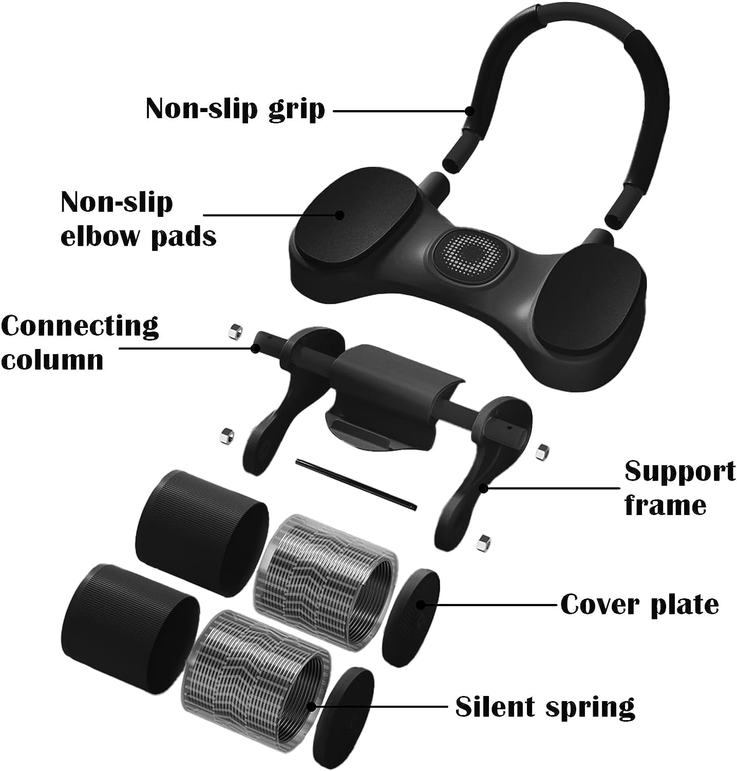 Automatic Rebound Ab Roller with Elbow Support, Tension Rope, Knee Mat, and Foam Grip - Core Strength Trainer for Ab Workouts. Dual Wheel Design.
