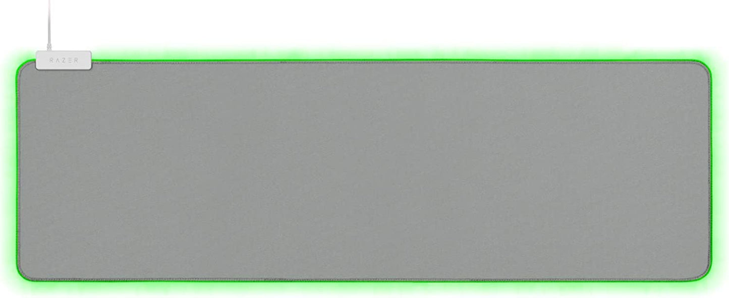 Mercury White Extended Chroma Gaming Mousepad: Customizable Chroma RGB Lighting - Soft Cloth Material - Enhanced Control and Speed - Non-Slip Rubber Base