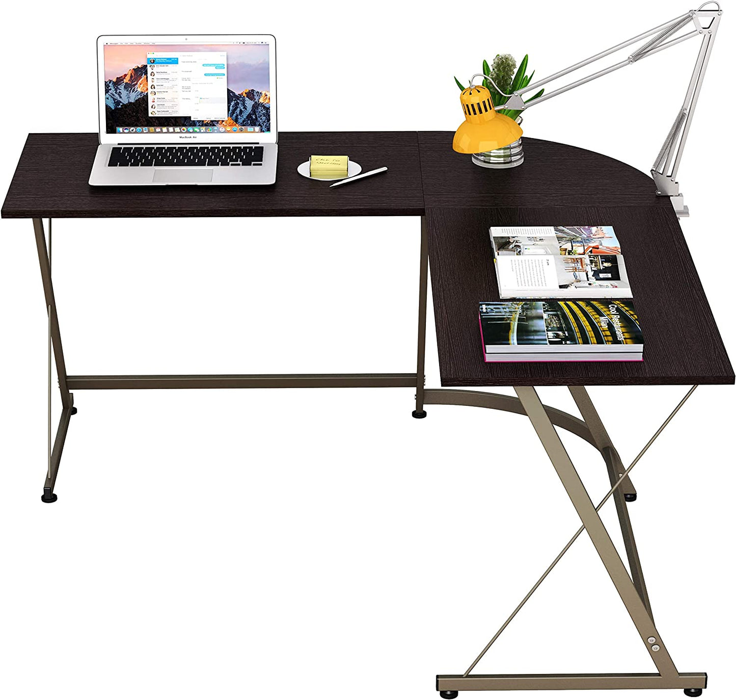 Gaming Desk L-Shaped Office Computer Corner Table, Espresso